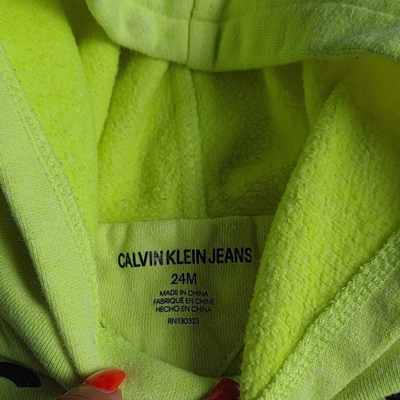 Boys Yellow Calvin Klein Hoodie - Picture 5 of 6